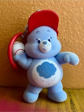 Grumpy Care Bear Handmade Keychain with Red Cap and baseball